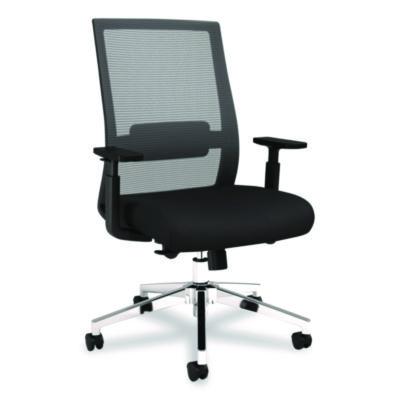 Alera Ashdale Ergonomic Fabric Swivel Task Chair, Supports 275 lb, 18.15 to 21.89 Seat Height, Black Seat/Back, Silver Base ALEAD41BME17