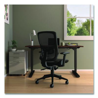 Alera Hollins Ergonomic Mesh Swivel Task Chair, Supports Up to 275lb, 18.57 to 22.54 Seat Height, Black Seat/Back, Black Base