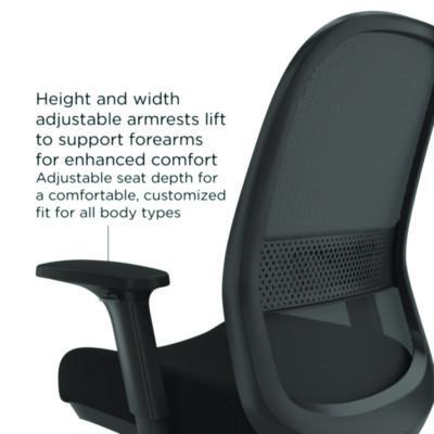 Alera Kempton Ergonomic Fabric Mesh Swivel Task Chair, Supports Up to 275lb, 18.31 to 22.17 Seat Height, Black Seat/Back/Base