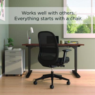 Alera Kempton Ergonomic Fabric Mesh Swivel Task Chair, Supports Up to 275lb, 18.31 to 22.17 Seat Height, Black Seat/Back/Base