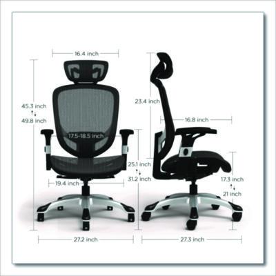 Alera Minerva Ergonomic Mesh Swivel Task Chair, Supports Up to 275 lb, 17.24 to 20.98 Seat Height, Black Seat/Back, Silver Base (ALEMV41BME18) ALEMV41BME18