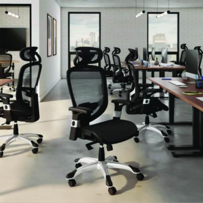 Alera Minerva Ergonomic Mesh Swivel Task Chair, Support Up to 275lb, 17.24 to 20.98 Seat Height, Black Seat/Back, Silver Base