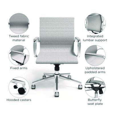 Alera Siskin Fabric Managers Chair, Supports Up to 275 lb, 16.93 to 20.67 Seat Height, Gray Seat, Gray Back, Chrome Base