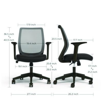Alera Wessex Ergonomic Fabric Mesh Swivel Task Chair, Supports Up to 275lbs, 17.09 to 20.83 Seat Height, Black Seat/Back/Base