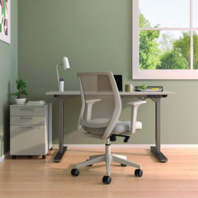 Alera Wessex Ergonomic Fabric Mesh Swivel Task Chair, Supports 275 lb, 17.09 to 20.83 Seat Height, Gray Seat/Back, White Base