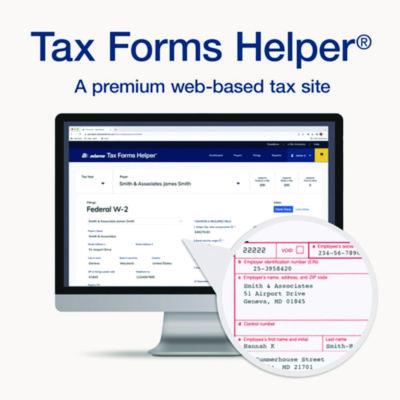 4-Part W-2 Tax Forms with Tax Forms Helper, Fiscal Year: 2024, Four-Part Carbonless, 8.5 x 5.5, 2 Forms/Sheet, 50 Forms Total