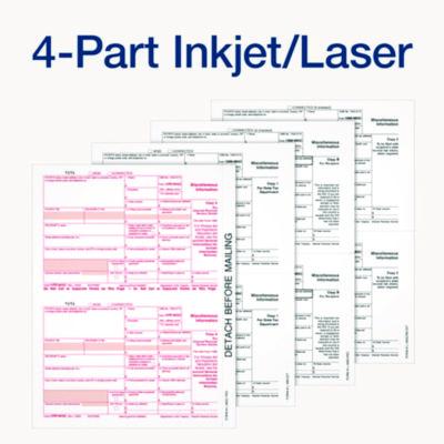 4-Part 1099-MISC Tax Forms with Tax Forms Helper, 2024, Four-Part Carbonless, 8.5 x 5.5, 2 Forms/Sheet, 50 Forms Total