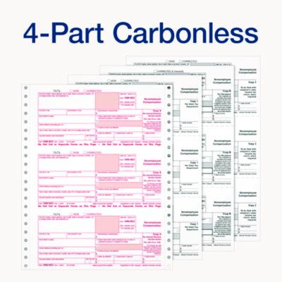 4-Part 1099-NEC Continuous Feed Tax Forms, Fiscal Year: 2024, Four-Part Carbonless, 8.5 x 5.5, 2 Forms/Sheet, 24 Forms Total