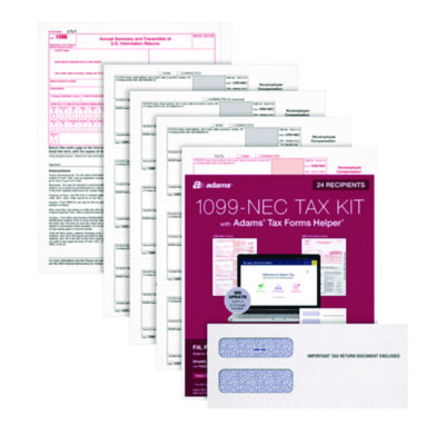 Adams® 4-Part 1099-NEC Tax Form Kit with Security Envelopes & Tax Forms Helper®