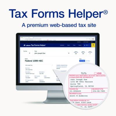 4-Part 1099-NEC Tax Form Kit with Security Envelopes and Tax Forms Helper, 2024, 8.5 x 3.5, 3 Forms/Sheet, 24 Forms Total