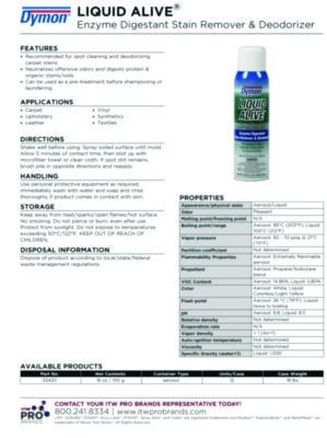 LIQUID ALIVE Carpet Cleaner/Deodorizer, 20 oz Aerosol Spray, 12/Carton