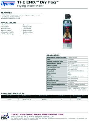 THE END. Dry Fog Flying Insect Killer, 14 oz Aerosol Spray, 12/Carton