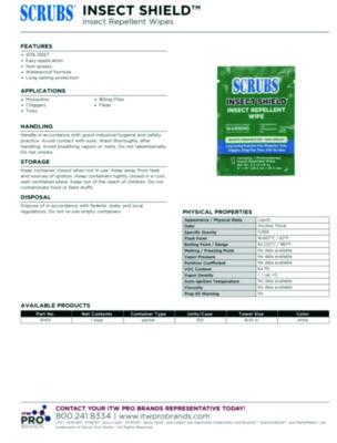 Insect Shield Insect Repellent Wipes, 8 x 10, Floral, 100/Carton