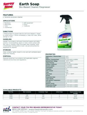 Earth Soap Concentrated Cleaner/Degreaser, 1 gal Bottle, 4/Carton