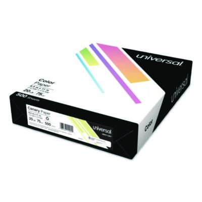 Universal Deluxe Colored Paper, 20 lb Bond Weight, 8.5 x 11, Canary, 500 Sheets/Ream, 10 Reams/Carton UNV11201CT