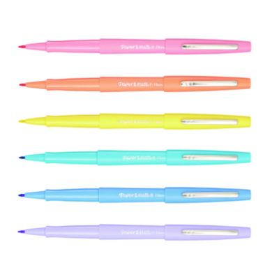 Flair Felt Tip Porous Point Pen with Retro Accents, Stick, Medium 0.7 mm, Assorted Ink and Barrel Colors, 6/Pack