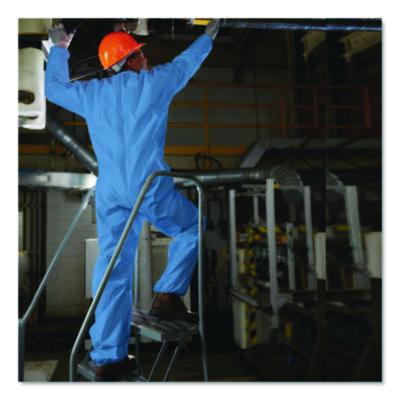 A65 Zipper Front Flame Resistant Coveralls, Hood/Elastic Wrists and Ankles, 3X-Large, Blue, 21/Carton