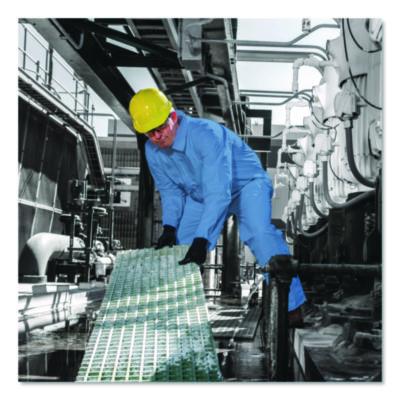 A65 Zipper Front Flame Resistant Coveralls, Hood/Elastic Wrists and Ankles, 3X-Large, Blue, 21/Carton