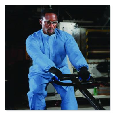 A65 Zipper Front Flame Resistant Coveralls, Hood/Elastic Wrists and Ankles, 3X-Large, Blue, 21/Carton