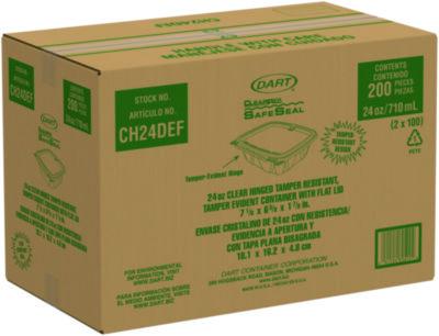 Dart ClearPac SafeSeal rPET Tamper-Resistant/Evident Containers, Embossed Bottom, 24 oz, 6.37 x 7.15 x 1.86, Clear, 200/Carton (DCCCH24DERF) DCCCH24DERF