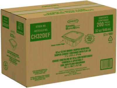 Dart ClearPac SafeSeal rPET Tamper-Resistant/Evident Containers, Embossed Bottom, 32 oz, 6.37 x 7.15 x 2.58, Clear, 200/Carton (DCCCH32DERF) DCCCH32DERF