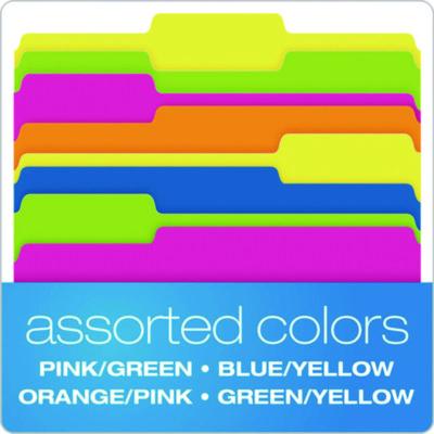 Glow Twisted 3-Tab File Folder, 1/3-Cut Tabs: Assorted, Letter Size, 0.25