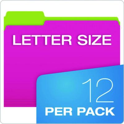 Glow Twisted 3-Tab File Folder, 1/3-Cut Tabs: Assorted, Letter Size, 0.25