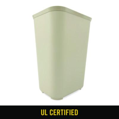Fiberglass Wastebasket, 10 gal, Fiberglass, Beige