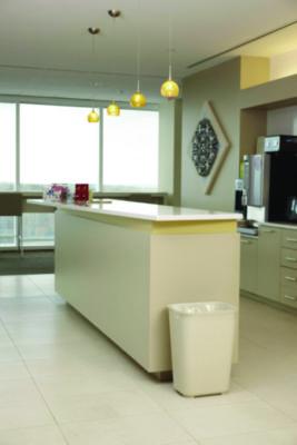 Fiberglass Wastebasket, 10 gal, Fiberglass, Beige