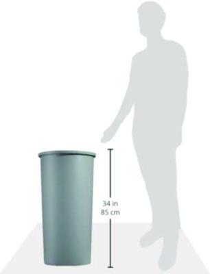 Untouchable Large Plastic Round Waste Receptacle, 22 gal, Plastic, Gray