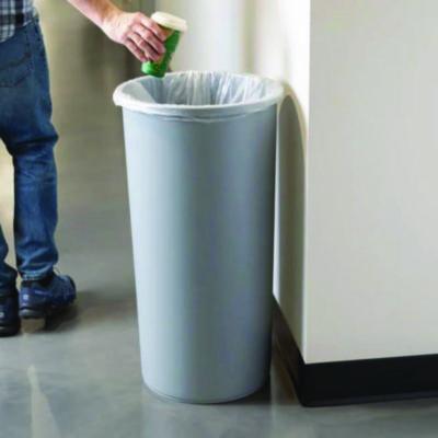 Untouchable Large Plastic Round Waste Receptacle, 22 gal, Plastic, Gray