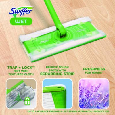 Sweeper TRAP + LOCK Wet Mop Cloth, 8 x 10, White, Lavender Scent, 38/Pack