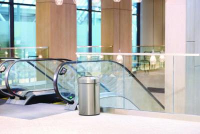 Refine Decorative Container, 16 Gallon, Round Stainless Steel Trash Can, Indoor