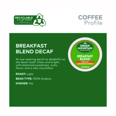 Breakfast Blend Decaf Coffee K-Cups, 48/Box