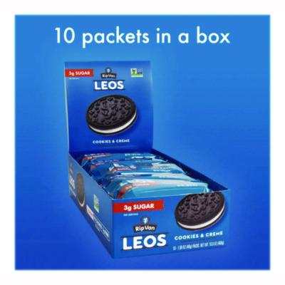 Leos Cookies and Cream Sandwich Cookies, 2 Cookies/Pack, 10 Packs/Box