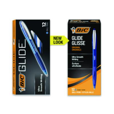 BIC GLIDE Ballpoint Pen, Retractable, Medium 1 mm, Blue Ink, Translucent Blue/Blue Barrel, Dozen (BICVCG11BE) BICVCG11BE
