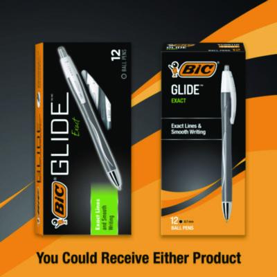 GLIDE Exact Ballpoint Pen, Retractable, Fine 0.7 mm, Black Ink, Black Barrel, Dozen