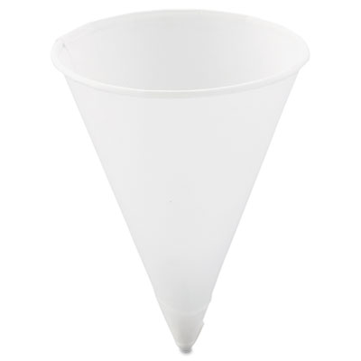 Cone Water Cups, Paper, 4 oz, Rolled Rim, White, 200/Bag, 25 Bags/Carton SCC4R2050