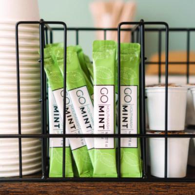 Individual Mouthwash Packets, Display Pack, Mint Flavor, 0.37 oz Packet, 20/Pack