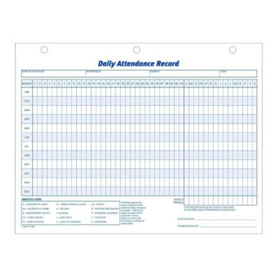 Attendance Records, One Part (No Copies), 11 x 8.5, 50 Forms Total