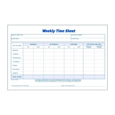 Adams Time Sheets, One Part (No Copies), 8.5 x 5.5, 100 Forms/Pad, 2 Pads/Pack (ABF9507ABF) ABF9507ABF