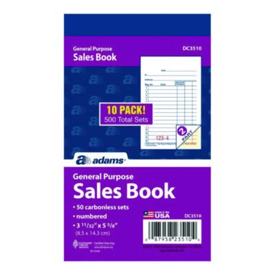 Multipart General-Purpose Sales Pad, Two-Part Carbonless, 3.34 x 5.13, 50 Forms/Pad, 10 Pads/Pack
