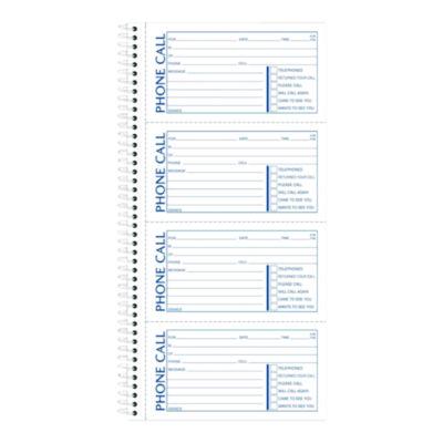 Wirebound Telephone Message Book, Two-Part Carbonless, 4.75 X 2.75, 4 Forms/sheet, 400 Forms Total