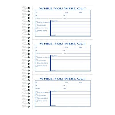 While You Were Out Messages Book, Two-Part Carbonless, 5 x 2.83, 3 Forms/Sheet, 300 Forms Total