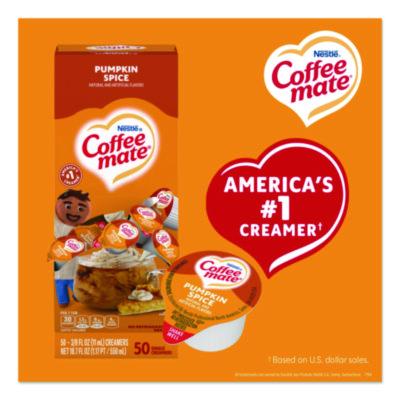 Liquid Coffee Creamer, Pumpkin Spice, 0.38 oz Mini Cups, 50/Box, 4 Boxes/Carton