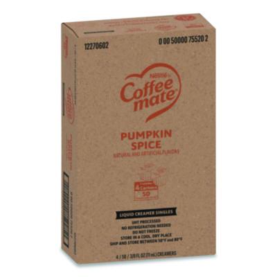 Liquid Coffee Creamer, Pumpkin Spice, 0.38 oz Mini Cups, 50/Box, 4 Boxes/Carton