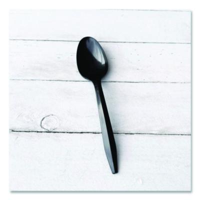 Boardwalk Mediumweight Polypropylene Cutlery, Spoon, Plastic, Black, 1,000/Carton (BWKSPOONBLPP) BWKSPOONBLPP