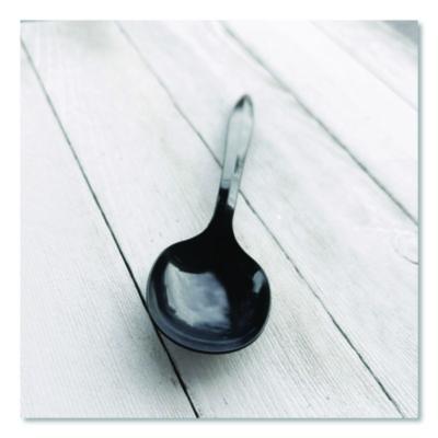 Heavyweight Polypropylene Cutlery, Soup Spoon, Plastic, Black, 1,000/Carton