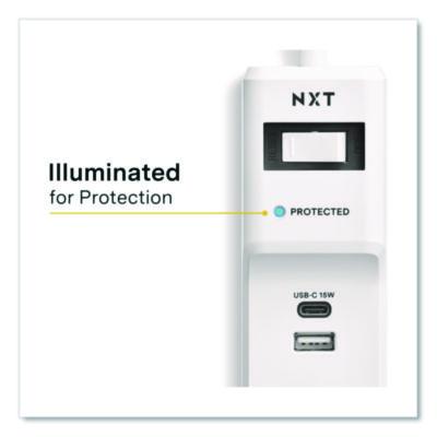 6-Outlet Plus USB Surge Protector, 6 AC Outlets/2 USB Outlets, 4 ft Cord, 1,500 J, White