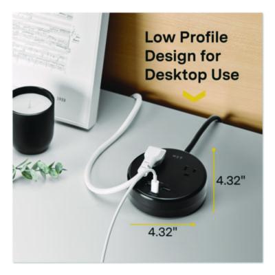 2-Outlet Plus USB Surge Protector, 2 AC Outlets/3 USB Outlets, 5 ft Cord, 500 J, Black